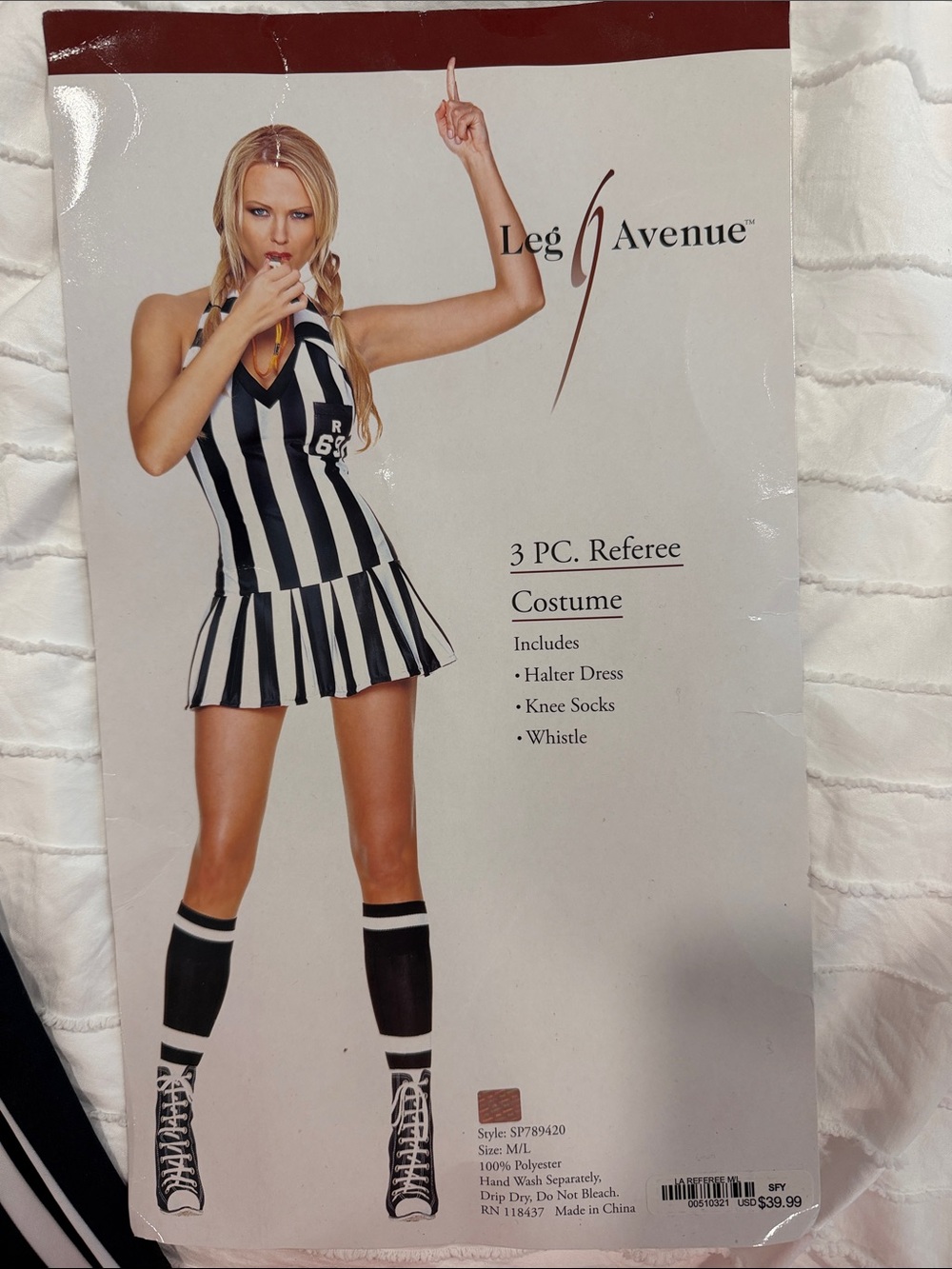 Leg Avenue Black and White Striped Referee Costume